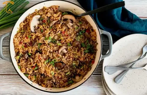 آموزش آشپزی با قارچ - ویدیوی طرز تهیه پلو قارچ - غذای گیاهی