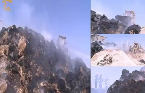 آتش سوزی در انبار کارخانه قارچ