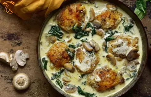 طرز تهیه خوراک مرغ و قارچ مجلسی به چند روش