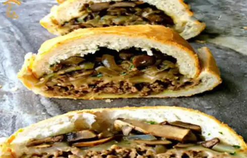 آموزش آشپزی با قارچ - طرز تهیه نان شکم پر با قارچ یا رولت قارچ - غذای گیاهی