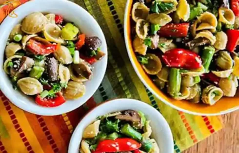 آموزش آشپزی با قارچ - طرز تهیه سالاد لوبیا سبز و قارچ - غذای گیاهی