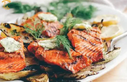 آموزش آشپزی با قارچ - طرز تهیه خوراک ماهی سالمون و قارچ - غذای دریایی