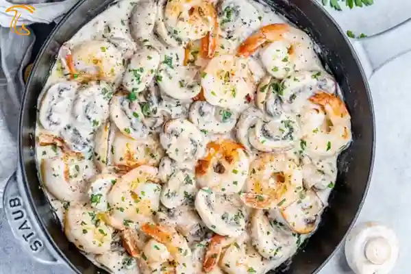 طرز تهیه خوراک میگو با سس قارچ