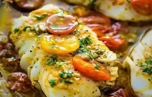 آموزش آشپزی با قارچ - طرز تهیه خوراک ماهی صدفی با سس گوجه و قارچ - غذای دریایی