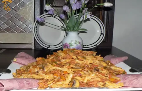 آموزش آشپزی با قارچ - طرز تهیه خوراک ژامبون و قارچ