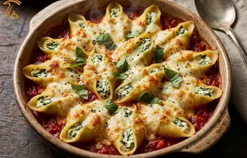 آموزش آشپزی با قارچ - طرز تهیه پاستا جامبو شلز شکم پر