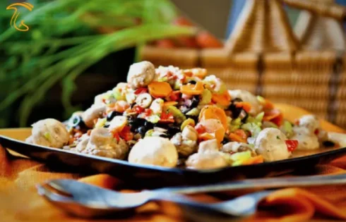 آموزش آشپزی با قارچ - طرز تهیه سالاد ژامبون و قارچ