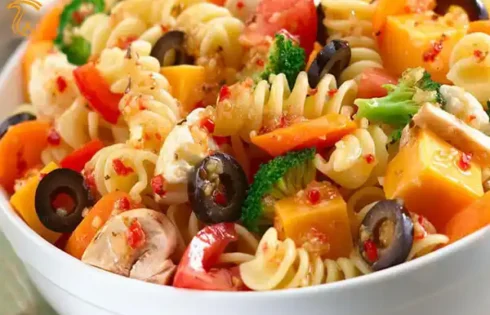 آموزش آشپزی با قارچ - طرز تهیه پاستا گیاهی با سس سفید و قارچ - غذای گیاهی