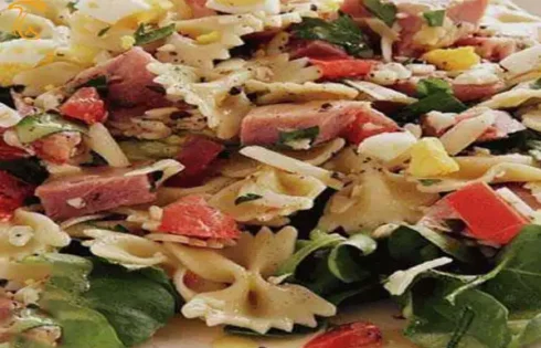 آموزش آشپزی با قارچ - طرز تهیه سالاد پاستا با مرغ و قارچ