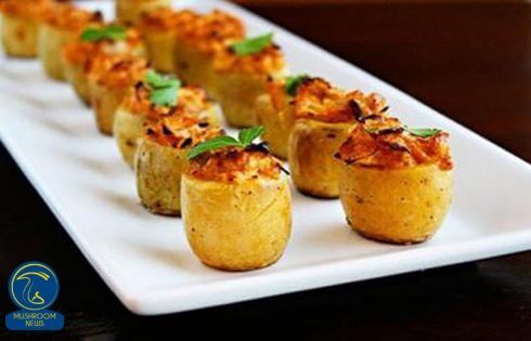 آموزش آشپزی با قارچ - طرز تهیه دلمه سیب زمینی و قارچ - غذای گیاهی