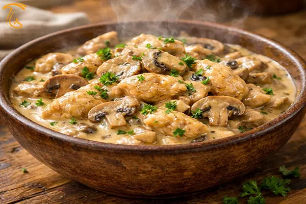 چیکن استروگانوف با قارچ