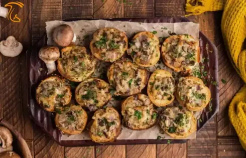 طرز تهیه تست قارچ و پنیر با سبزیجات - طرز تهیه تست قارچ پنیری