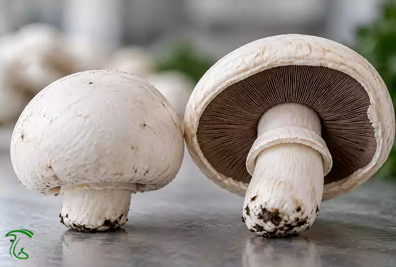 مقایسه ماکرو قارچ جوان با کلاهک بسته و قارچ مسنتر با کلاهک باز و تیغههای نمایان