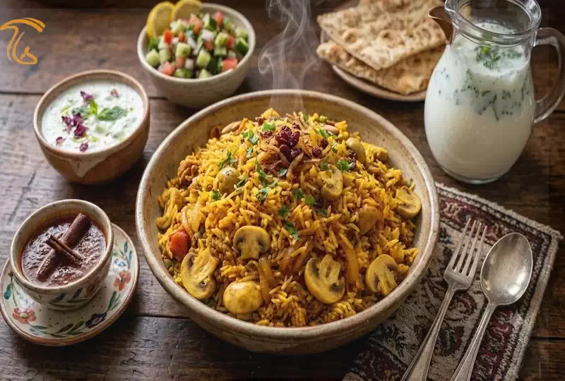 استانبولی پلو با قارچ بدون شفته شدن برنج