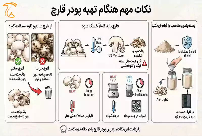 نکات مهم در تهیه پودر قارچ