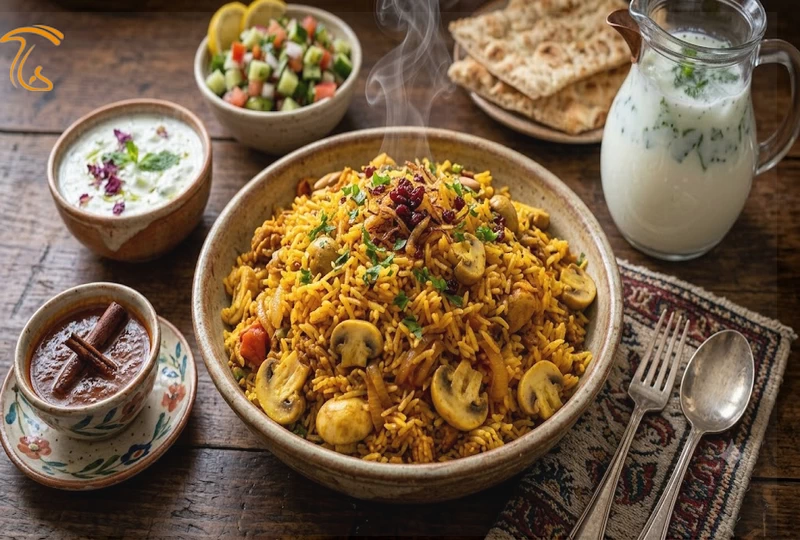استانبولی پلو با قارچ بدون شفته شدن برنج