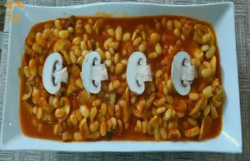 آموزش آشپزی با قارچ - غذای گیاهی - طرز تهیه خوراک لوبیا سفید با قارچ