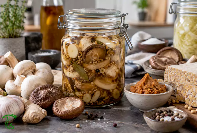 قارچ تخمیری در کنار میسو تمپه و غذاهای تخمیری