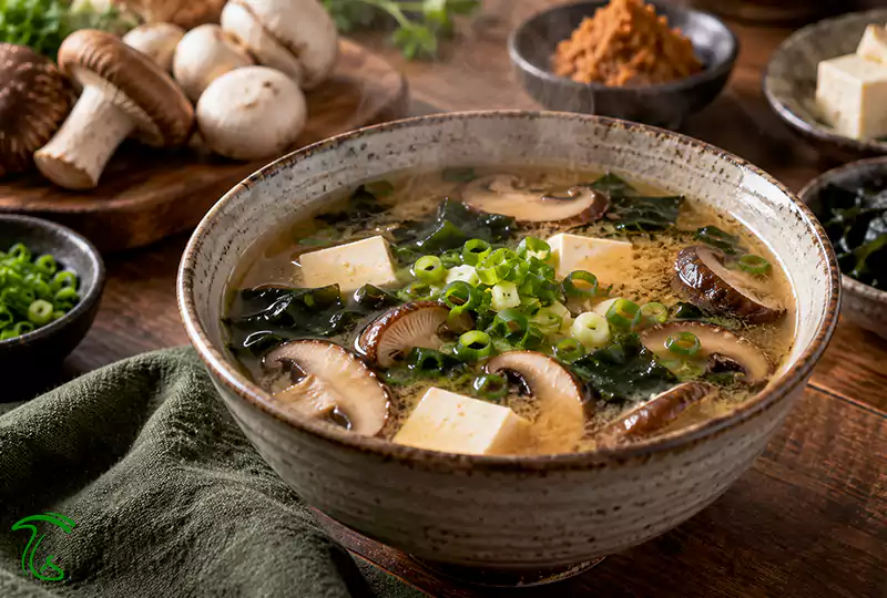 سوپ میسو با قارچ از غذاهای تخمیری