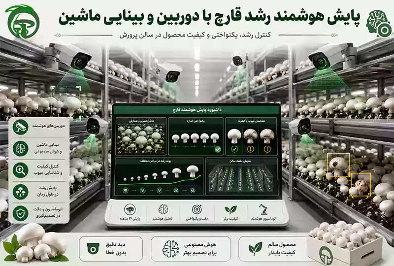 پایش هوشمند رشد قارچ با دوربین و فناوری بینایی ماشین در سالن پرورش
