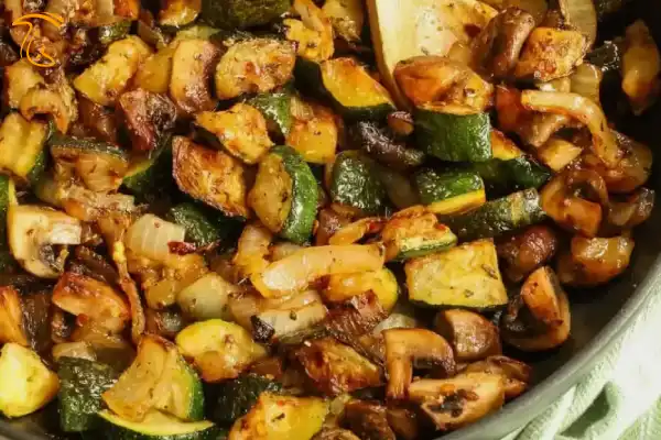 خوراک کدو و قارچ رژیمی -غذای گیاهی با قارچ و کدو