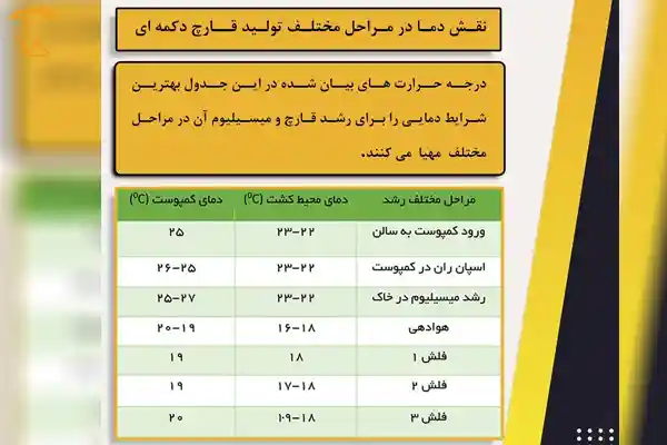 نقش دما در مراحل مختلف تولید قارچ