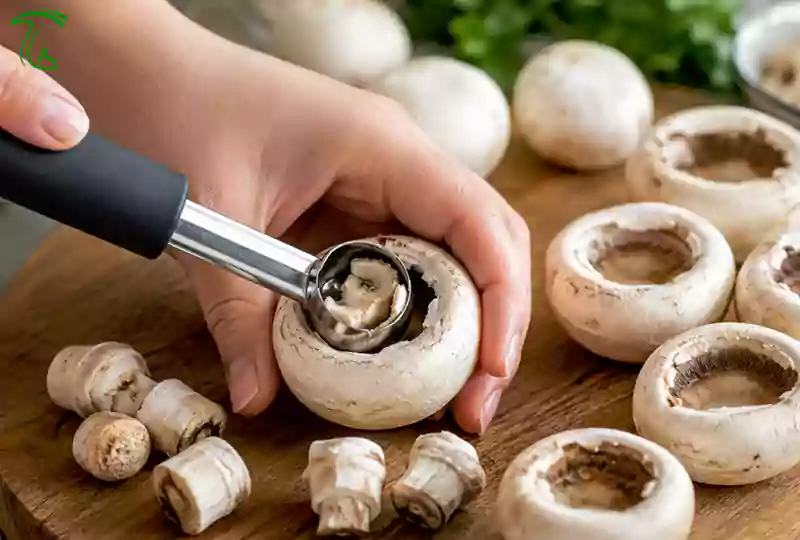 ابزار خالی کردن کلاهک قارچ برای تهیه قارچ شکم پر