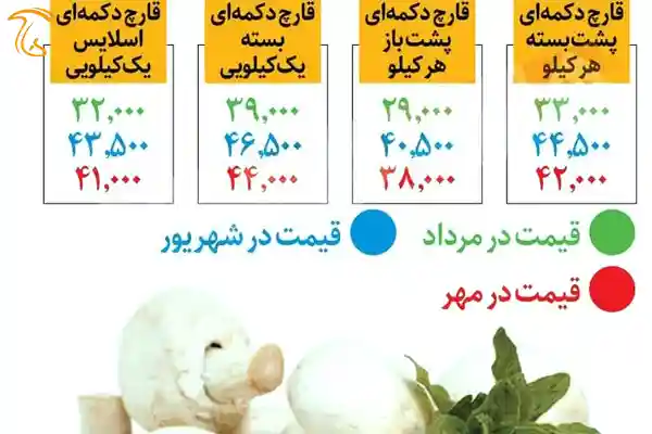 نرخنامه قیمت هر کیلو قارچ خوراکی
