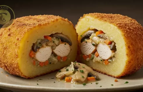 طرز تهیه کتلت شکم پر مرغ و قارچ