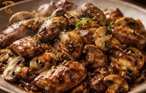خوراک جگر مرغ با قارچ