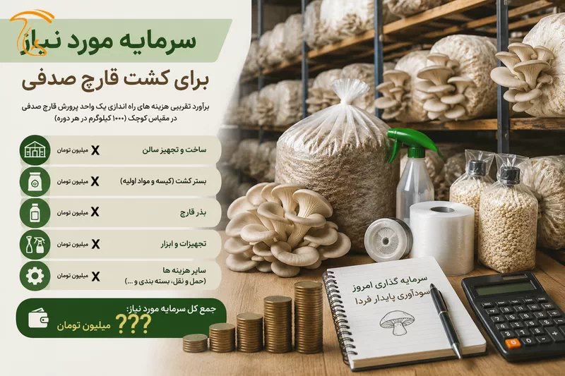 جدول هزینه ها و سرمایه مورد نیاز برای پرورش قارچ صدفی