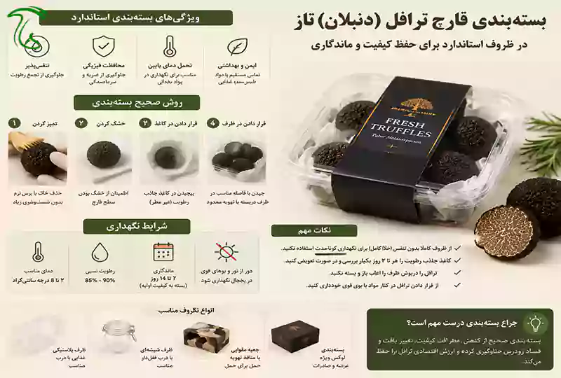 بسته‌ بندی قارچ ترافل (دنبلان) | راهنمای حفظ کیفیت و ماندگاری