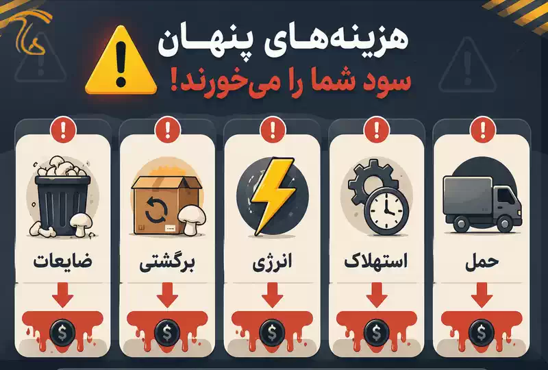 خطاهای رایج در محاسبه سود تولید قارچ مانند نادیده گرفتن ضایعات و استهلاک