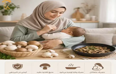 مادر شیرده در حال بررسی مصرف قارچ خوراکی پرورشی تازه و پخته در دوران شیردهی