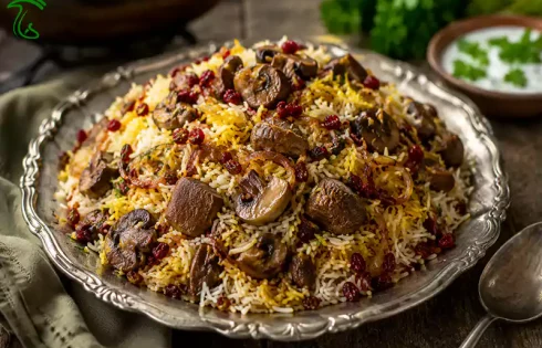 طرز تهیه قارچ کوهی با برنج زعفرانی