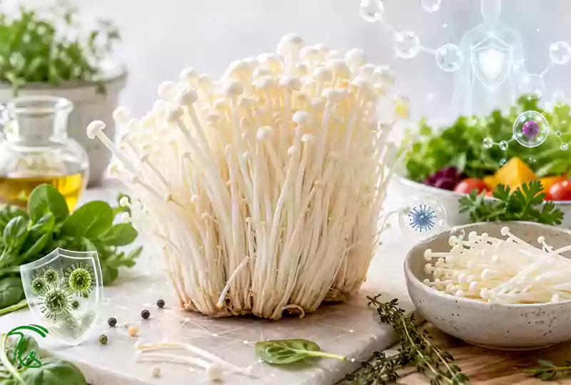 ارزش غذایی و خواص قارچ انوکی تازه