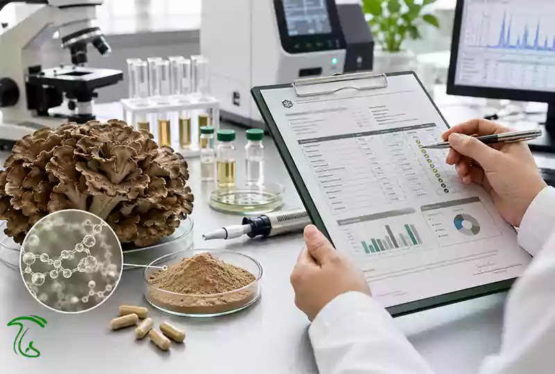 آزمایش بتاگلوکان و بررسی گواهی آنالیز استاندارد قارچ مایتاکه