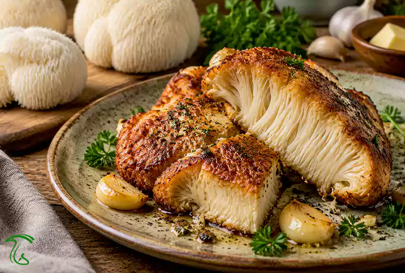 طرز پخت قارچ یال شیر با سطح طلایی و بافت نرم داخلی