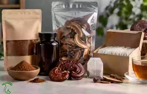 بسته‌بندی قارچ گانودرما در انواع پودر، اسلایس خشک و تی‌بگ