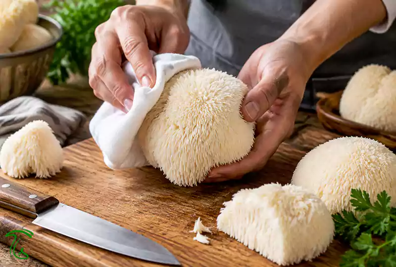 تمیز کردن و آمادهسازی قارچ یال شیر قبل از پخت