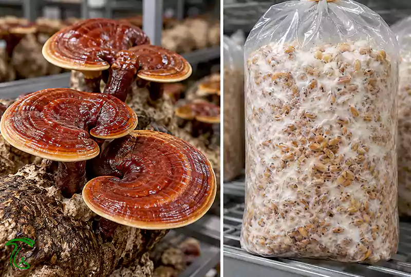 تفاوت اندام بارده گانودرما با میسلیوم رشدکرده روی غلات