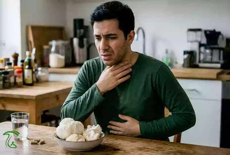 عوارض گزارششده یال شیر شامل ناراحتی شکمی، تهوع و مشکلات تنفسی