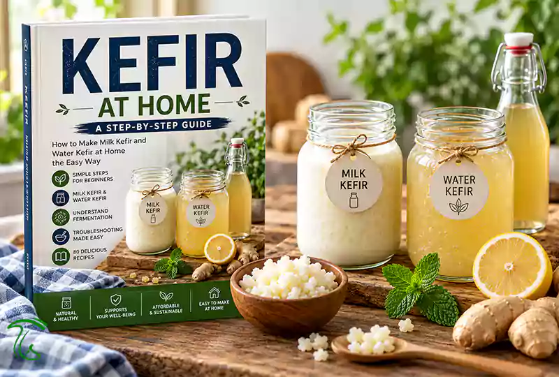 جلد کتاب Kefir at Home؛ آموزش خانگی تهیه کفیر شیری و آبی و نگهداری دانههای کفیر