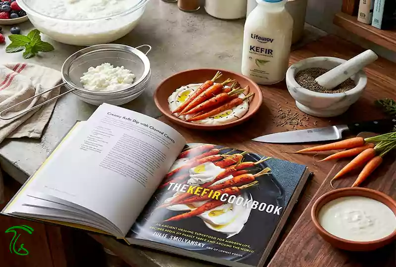 جلد کتاب The Kefir Cookbook؛ معرفی دستورهای آشپزی، دسر و نوشیدنی با کفیر
