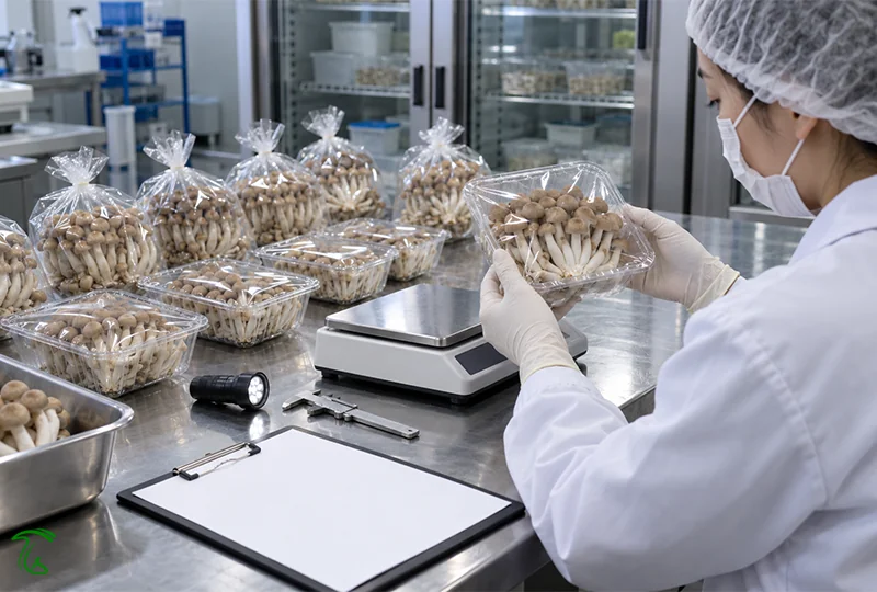 ارزیابی آزمایشگاهی بستهبندی سینیدار و بدون سینی قارچ شیمجی با تجهیزات کنترل کیفیت